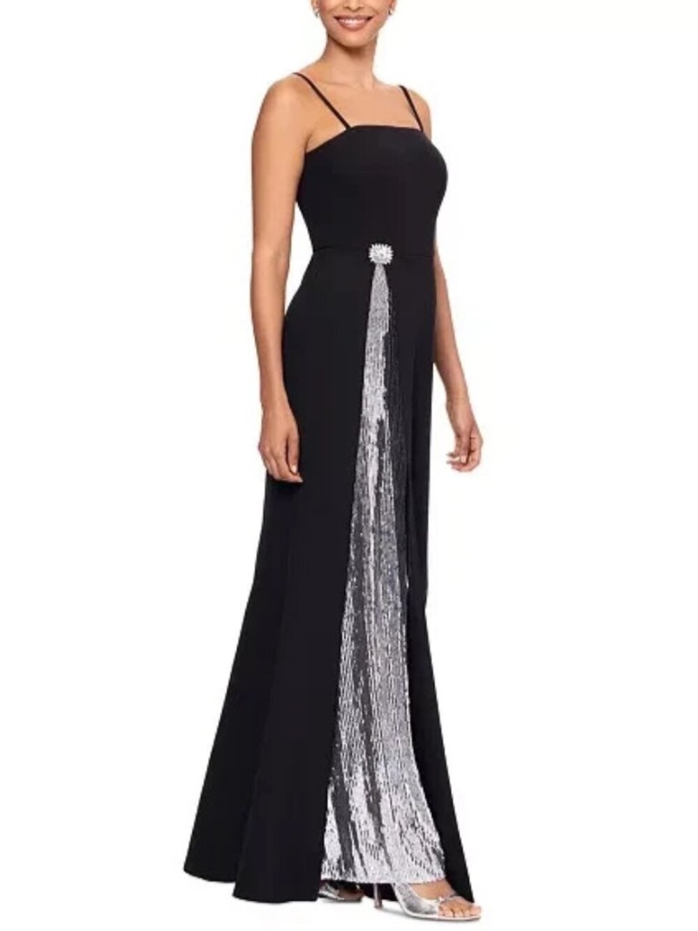 Betsy & Adam Sequin A-Line Gown. Sz: 10